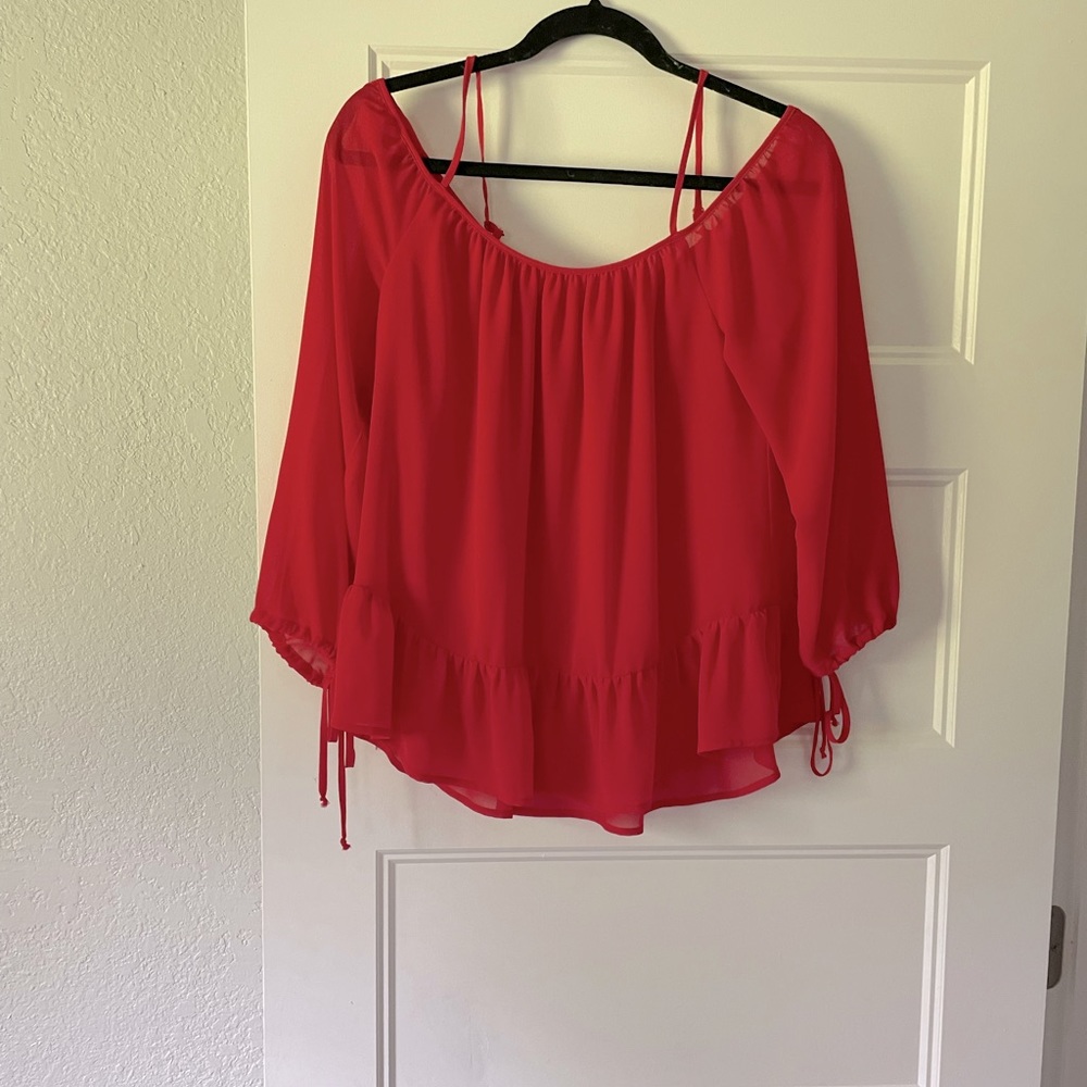 Red Off the shoulder tank